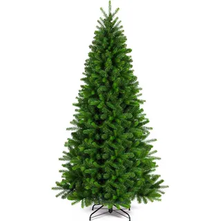 Künstlicher Weihnachtsbaum Laurin 210cm, Tannenbaum Christbaum Kunstbaum Dekobaum mit Metallständer - Grün