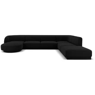 micadoni Panoramasofa, schwarz Textil, 6-Sitzer, U-Form, 255x70x330 cm, Hergestellt in Europa, Oeko-Tex®, Wohnzimmer, Sofas , Couches, Sofas, Bigsofas