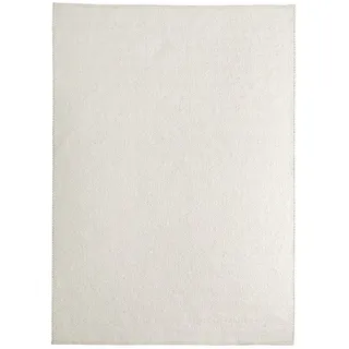 Steffensmeier Wollteppich Gabun mit Fusselstopp, Rechteckig, Handwebteppich, Handweb Teppich, gewalkt, 15mm, 2500g/m2 weiß 130 cm x 190 cm