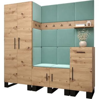 Garderobe ARTIN Set 1 mit gepolsterten Paneelen Industrial Design - Braun