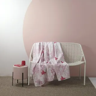 Bassetti Granfoulard ELBA 270 x 270 cm, 100 % Baumwolle, hergestellt in Italien (violette Blumen)