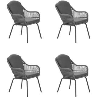 Garden Impressions TRITON 4er-Set Rope Alu Loungesessel Gartenstuhl grau