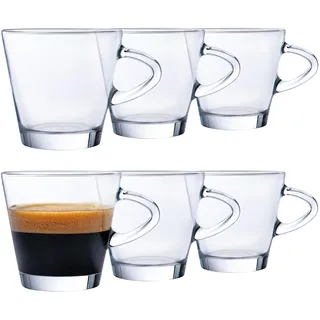 KONZEPT Espressotassen 80 ml, 6er Set, Espressogläser mit Henkel