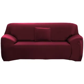 ele ELEOPTION Sofa Überwürfe Sofabezug Stretch elastische Sofahusse Sofa Abdeckung in Verschiedene Größe und Farbe Herstellergröße 195-230cm (Weinrot, 3 Sitzer für Sofalänge 170-220cm)