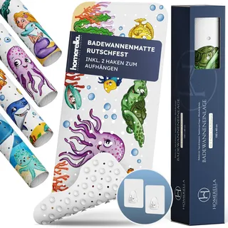 homerella® Kinder Badewannenmatte rutschfest 100x40cm, INKL. Haken, rutschfeste Badematte BPA frei, Duschmatte rutschfest, Antirutschmatte Badewanne Baby, Rutschmatte Badewanne, schimmelresistent