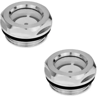 Ganter Normelemente | Ölschaugläser - GN 743-11-G3/8-A | Mit Reflektor-Thermoplast | Zollgewinde | Aluminium | 2 Stück