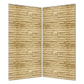 Wallario selbstklebende Duschrückwand 180 x 180 cm mit Motiv Steinwand gelb - Wandverkleidung mit Hochglanzlaminat in Glasoptik