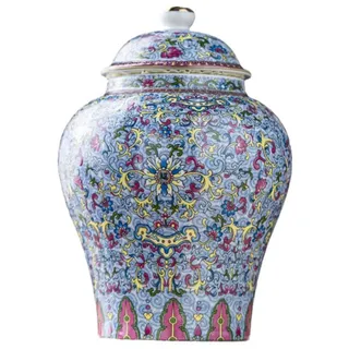 fanquare Bunte Ingwer Behälter mit Deckel Chinesisch Porzellan Tee Kanister Orchidee Blume dekorative Blume Vase, 900ML Keramik Lagerung Jar Tee Kaffee Zucker für Haus Küche 19.5CM