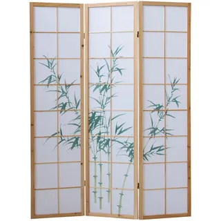 Homestyle4u Paravent 3-tlg. 132/175 cm Braun Bambusmuster , Holz , 132x175x2 cm , Wohnzimmer, Raumteiler, Paravents
