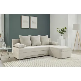 Jockenhöfer Ecksofa Mikrofaser 2-Sitzer Beige/Grau