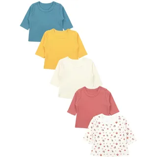 Langarmshirt TUPTAM "Shirt Baby Mädchen Langarmshirt 5er Set", Mädchen, Gr. 68, braun (beige_gelb_braun_pilze_blau), Obermaterial: 100% Baumwolle CO., Shirts Langarmshirt