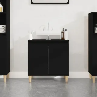 vidaXL Waschbeckenunterschrank Schwarz 58x33x60 cm Holzwerkstoff - Schwarz