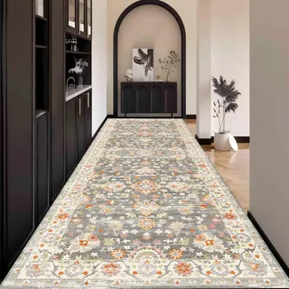 Waazgle Teppich Läufer Flur Vintage, Teppichläufer Waschbar rutschfest Lang küchenläufer 70x400cm küchen läufer Flurläufer Fußmatte Wohnzimmerteppich Dauerhaft für Esszimmer Korridor Meterware