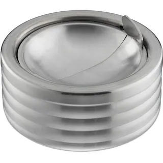 Relaxdays Windaschenbecher mit Klappdeckel 5,5 x 11,5 cm Silber
