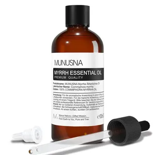 MUNUSNA Ätherisches Öl Myrrheneöl für Aroma Diffuser Rein Naturrein 100ML | Ätherische Öle Myrrhe für Geist Beruhigen, Duftöl für Raumdüfte, Seife, Kerzen, Massage