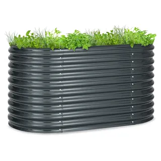 Blumfeldt Hochbeet, Großes Kräuterbeet Einfacher Aufbau, Hochbeet Garten & Balkon, Freistehendes Gemüsebeet für Blumen, Obst & Gemüse, Hochbeet aus Metall, Gartenbeet 160 x 80 x 80 cm, Hochbeet Grau - Grau