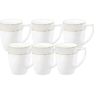 Wilmax Becher 320 ml Weiß Goldrand Porzellan 6er Set WL-880102431/A6 - Weiß, Gold