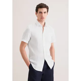 Leinenhemd SEIDENSTICKER "Schwarze Rose", Herren, Gr. XL (44), normale Ärmellängen, weiß, 100% Leinen, unifarben, slim fit, Hemden Leinenhemd, Slim 1/2 Kentkragen Uni