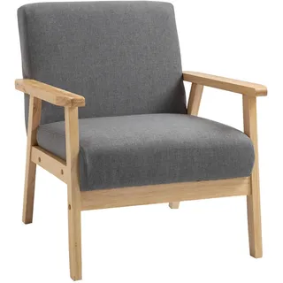 Homcom Ohrensessel Relaxsessel Leinen 70 x 72 x 64 cm Grau mit Kissen
