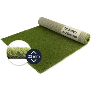 Primaflor-Ideen in Textil Kunstrasen »Kunstrasen MIAMI« rechteckig 22 mm Höhe natürliche Optik, wasserdurchlässig, für Balkon, Terrasse & Garten, grün
