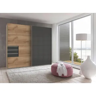 Schwebetürenschrank Saigon in Graphit/Grau/Plankeneiche