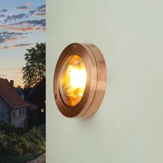 Messing Wand Leuchte in Kupfer IP64 Ø14cm G9 Maritime Lampe Terrasse Haus Tür