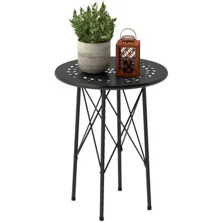 Outsunny Gartentisch Ø40 x 50cm , Schwarz , Metall , 40x50x40 cm , Gartenmöbel, Gartentische