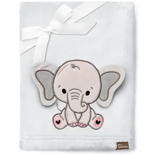Be Mammy Warme Kuscheldecke Babydecke Blanket Baby Geschenk BE20-168 (Hellgrau - Elefant)