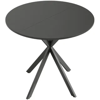 Homcom Küchentisch rund Schwarz 80/80/75 cm , Metall , Nachbildung , Rund , X-Form , 80x75x80 cm , Esszimmer, Esstische