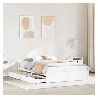 vidaXL Massivholzbett ohne Matratze Weiß 120x200 cm Kiefernholz