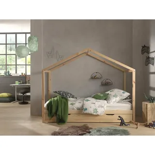Vipack Hausbett Dallas 90 x 200 cm Kiefer massiv braun beige