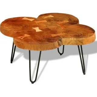 SYFAXTM Couchtisch 35 cm 4 Baumscheiben Massivholz Akazie - Braun
