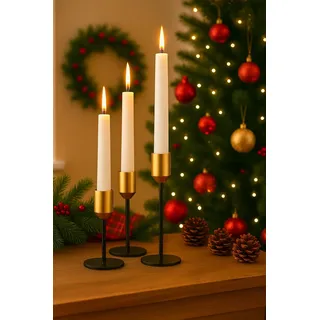 Kerzenständer Set 3 Stück Metall, Hoch 9/14/16cm | Vintage Kerzen Ständer für Abendessen Hochzeit Haus Tischdeko Kamindekoration Kerzenschein