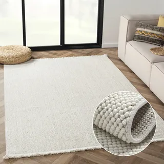 Myflair Möbel & Accessoires Teppich »Ava«, rechteckig, 7 mm Höhe, Uni Farben, meliert, Sisal-Optik, auch in rund erhältlich, mit Fransen Myflair Möbel & Accessoires weiß/creme B: 200 cm   1 St.