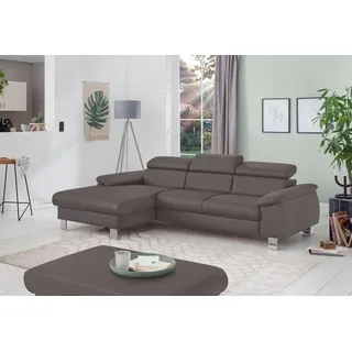 Cotta Ecksofa »Komaris L-Form, B: 244 cm« mit Kopfteilverstellung, optional Bettfunktion, Bettkasten & Licht, grau