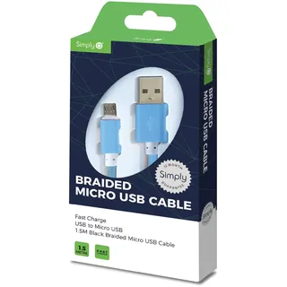 Einfach icmc06 geflochten blau Micro USB-Kabel, Classic Micro USB zu USB 1,5 m langes Kabel, kompatibel mit Samsung und Anderen Android-Geräte, Laden und Synchronisieren, unglaublich Robust