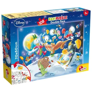 Lisciani 48298 Space Mickey & Friends Disney 2 in 1 Doppel Gesicht Supermaxi Stück Donald Duck, Puzzle Mickey Mouse 108 Teile