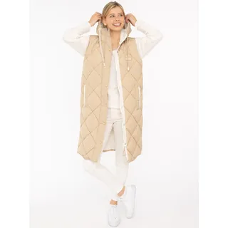 Zwilling Zwillingsherz Steppweste "Love Print" modisch, Doppelzipper, Druckknöpfe, knielang, Kapuze beige S