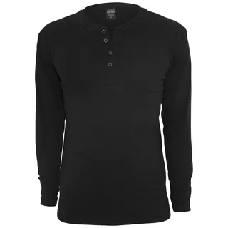Urban Classics Herren Basic Henley L/S Tee Sweatshirt, Schwarz (Black 7), XS