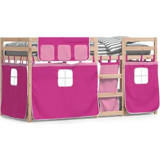 vidaXL Etagenbett mit Vorhängen Rosa 80x200 cm Massivholz Kiefer - Rosa