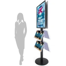 Twinco, Informationsschild, TWIN PROSTAND – Dobbeltsidet Infostand med Brochureholder – A1 Sort 630x450x1900mm (1stk)