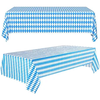 2 Stücke Oktoberfest Tischtuch,275*128cm Bayerische Tischdecke,Bayrisch Blau Tischdecken,Oktoberfest Party Dekorationen,Blau und Weiß Deko Oktoberfest,Bayerisch Blau,Partytischdecke Bayerisches (2pcs)