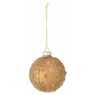 Bloomingville Ciri Ornament Weihnachtskugel aus Glas in der Farbe Gold, Durchmesser: 8 cm