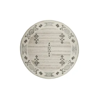 THEKO "Royal Berber" rund 18 mm Höhe Berber Optik, gemustert, reine Wolle, mit Bordüre Wohnzimmer,