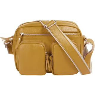 Samantha Look Umhängetasche echt Leder, Made in Italy, gelb
