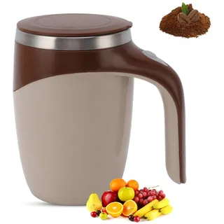 Automatisch Magnetisch Rührende Kaffeetasse, USB Wiederaufladbar, Selbstrührende Tasse, Elektrischer Rührbecher für Milch, Kakao Im Büro, Küche, Reisen, 380 Ml (Braun)