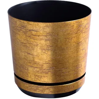 KERD Blumentopf 16 cm, Antikes Gold (014), dekorativ, hochwertig, aus recyceltem Material, mit Drainagesystem, mit Untersetzer, handbeklebt, Vintage, stilvoll, rustikal, klassisches Interieur, Retro