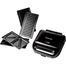 Hanseatic Waffeleisen »HWM750BD 3-in-1-Sandwichmaker, Waffeleisen & Kontaktgrill«, 750 W, antihaftbeschichtete, abnehmbare Platten, schwarz
