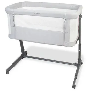 Pinolino Beistellbett , Anthrazit, Hellgrau , Metall, Textil , 55x80x91 cm , Reißverschluss, höhenverstellbar, sehr stabil , Babymöbel & Kindermöbel, Babyzimmer, Babybetten, Beistellbetten