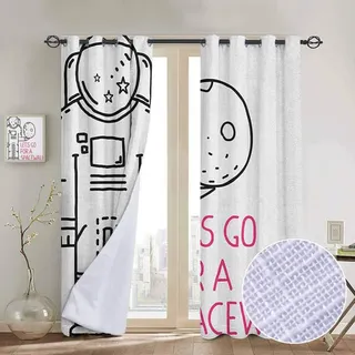 NUOMANAN Wohnzimmer-Vorhänge im Außenbereich, Solarsystem der Planeten, Milchstraße Neptun Venus Mercury Kugel Illustration, Mehrfarbig, verstellbare Schattenstangen 84" W x 84" L Color04